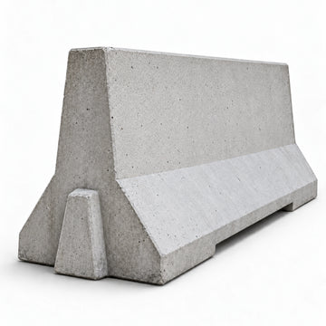 Heavy-duty 3m x 800mm precast concrete Jersey barrier with interlocking ends and drainage slots for traffic management.