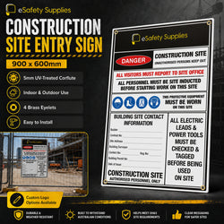 Construction Site Entry Sign - 900x600mm