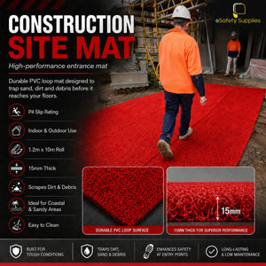 Construction Site Mat – Red – 1.2m x 10m – Floor Protection