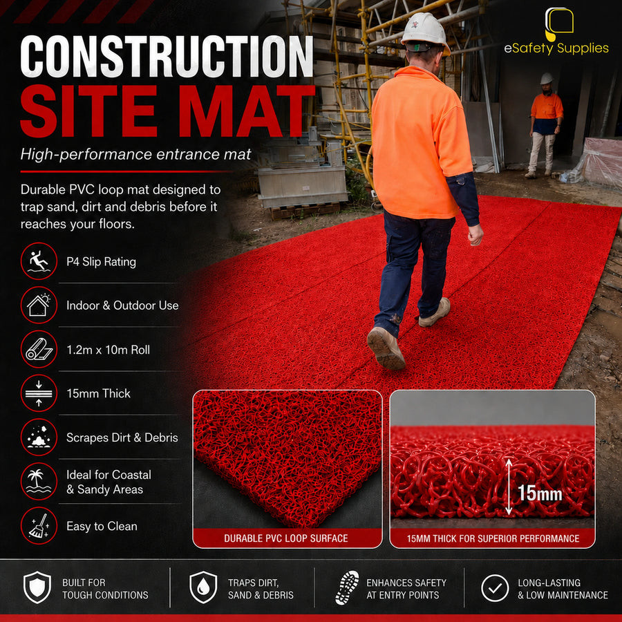 Construction Site Mat – Red - 1.2m x 10m