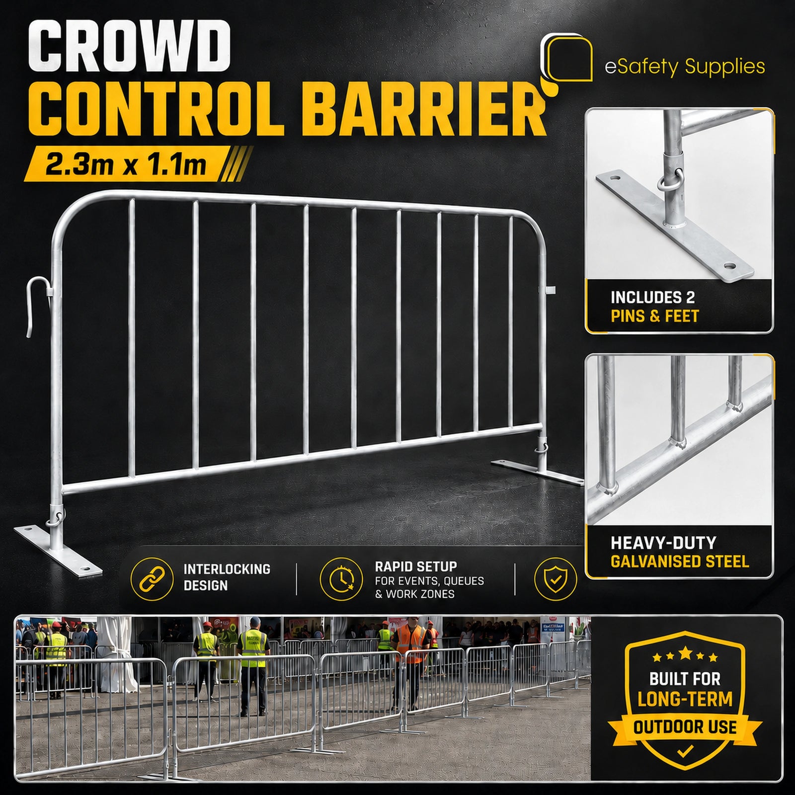 Crowd Control Barrier - 2.3m x 1.1m