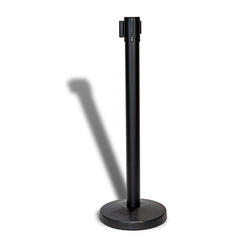 Retractable Belt Barrier Post - Black | Black Belt
