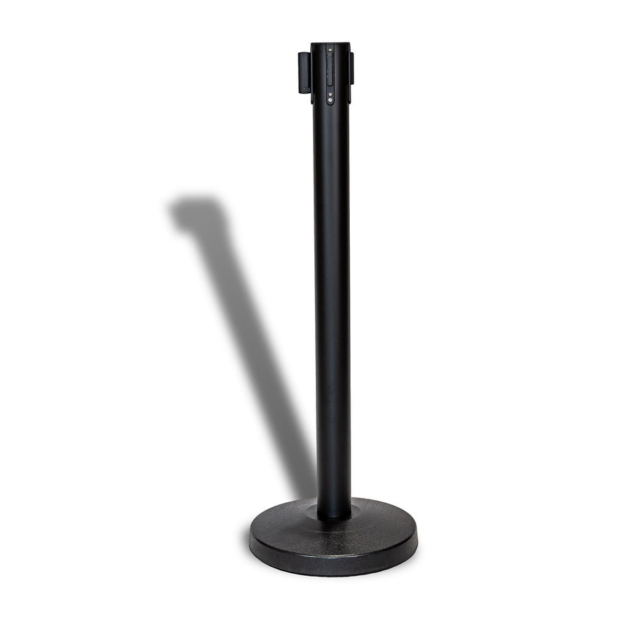 Retractable Belt Barrier Post - Black | Black Belt