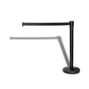 Retractable Belt Barrier Post - Black | Black Belt