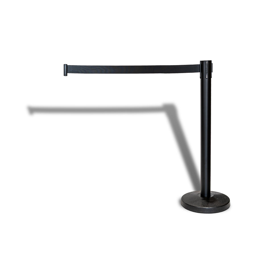 Retractable Belt Barrier Post - Black | Black Belt