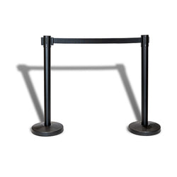 Retractable Belt Barrier Post - Black | Black Belt