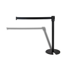 Retractable Belt Barrier Post - Black | Black Belt - Stackable