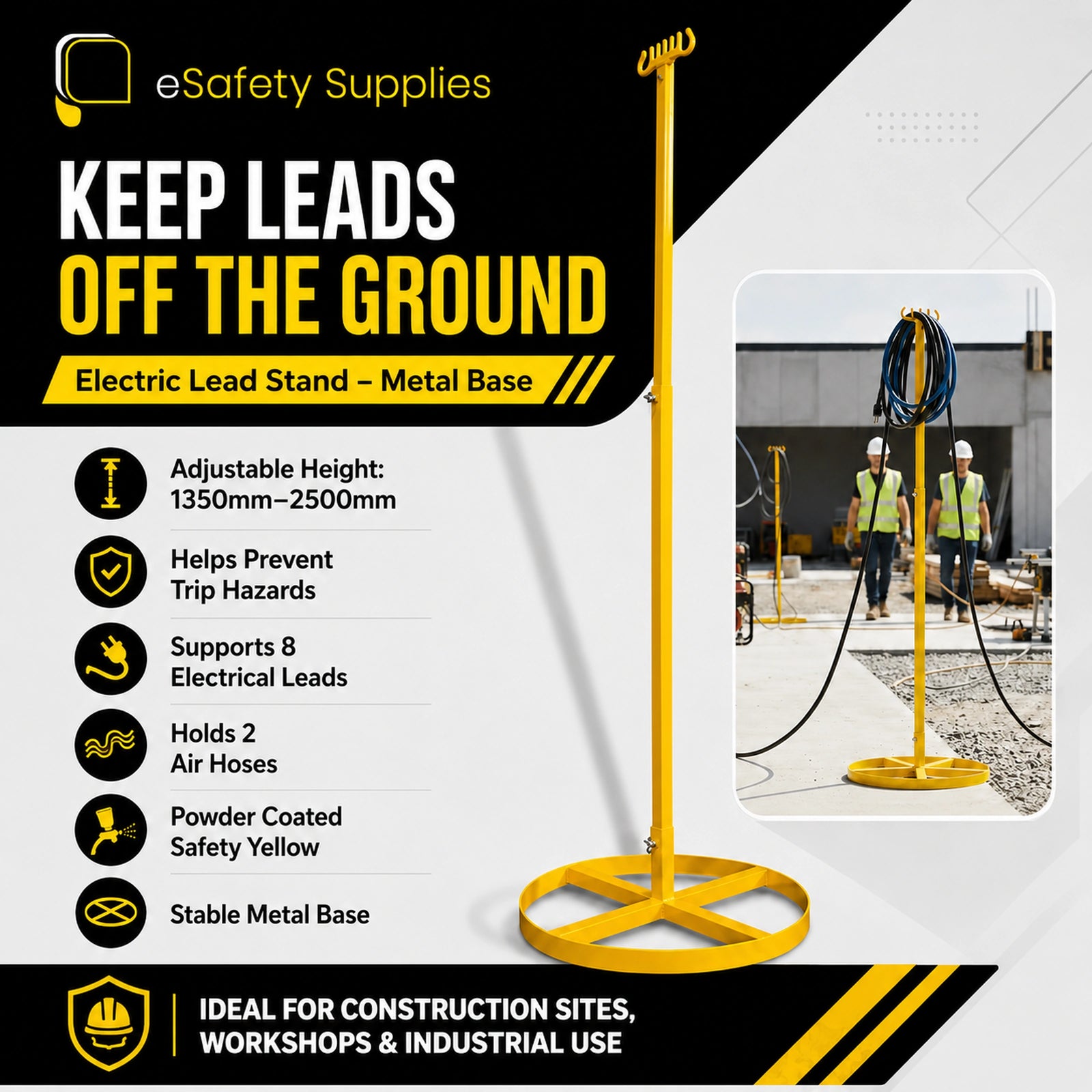 Electric Lead Stand Metal Base 1350-2500mm