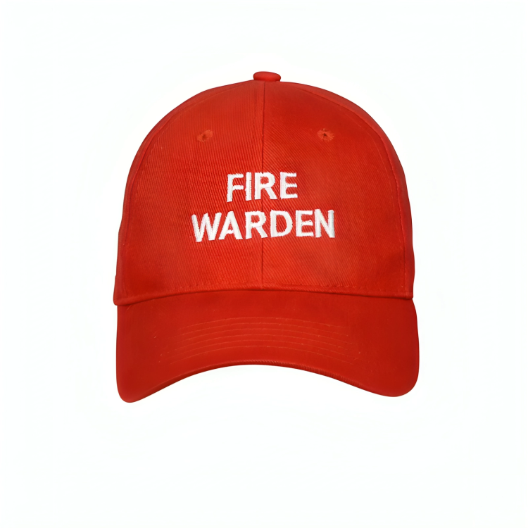 Fire Warden Cap Red - Embroidered White 0.35 kg