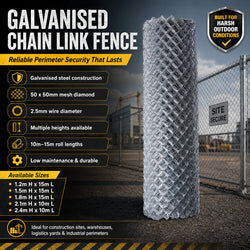 Galvanised Chain Link Fence - Multiple Sizes