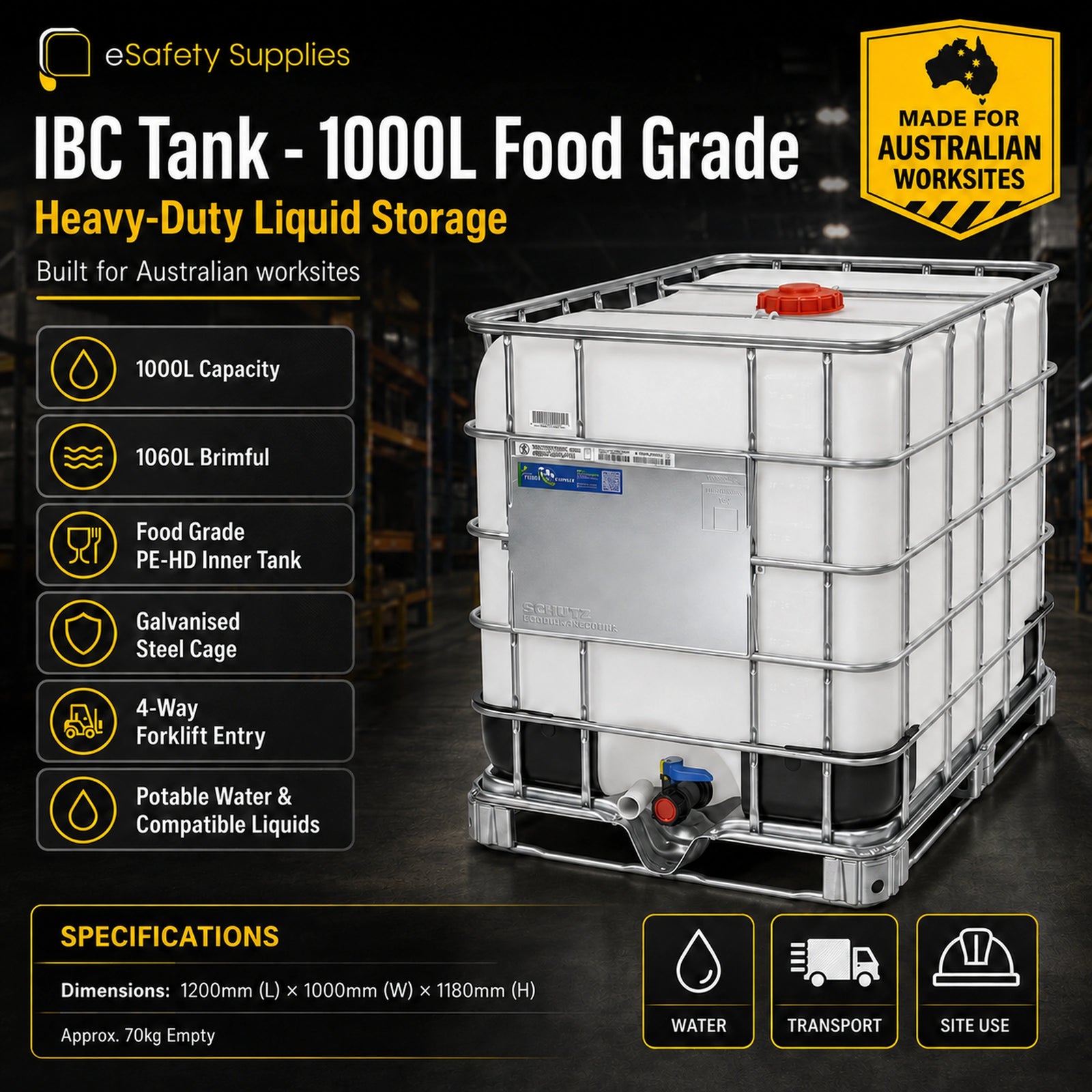 IBC Tank - 1000L - Food Grade