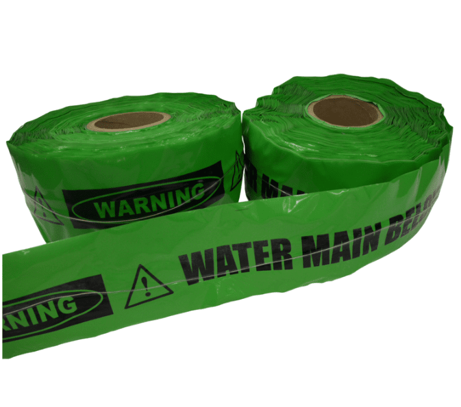 Mains Marker Tape - Buried Water Main Below | 150mm x 500m