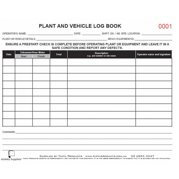 Plant & Vehicle Logbook