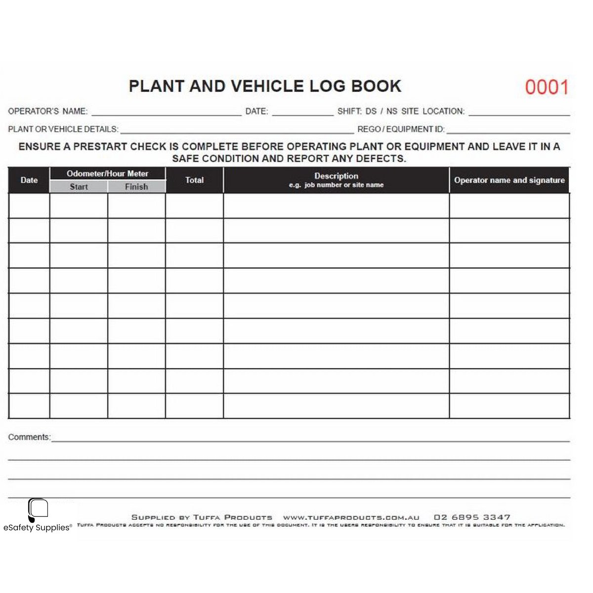 Plant & Vehicle Logbook
