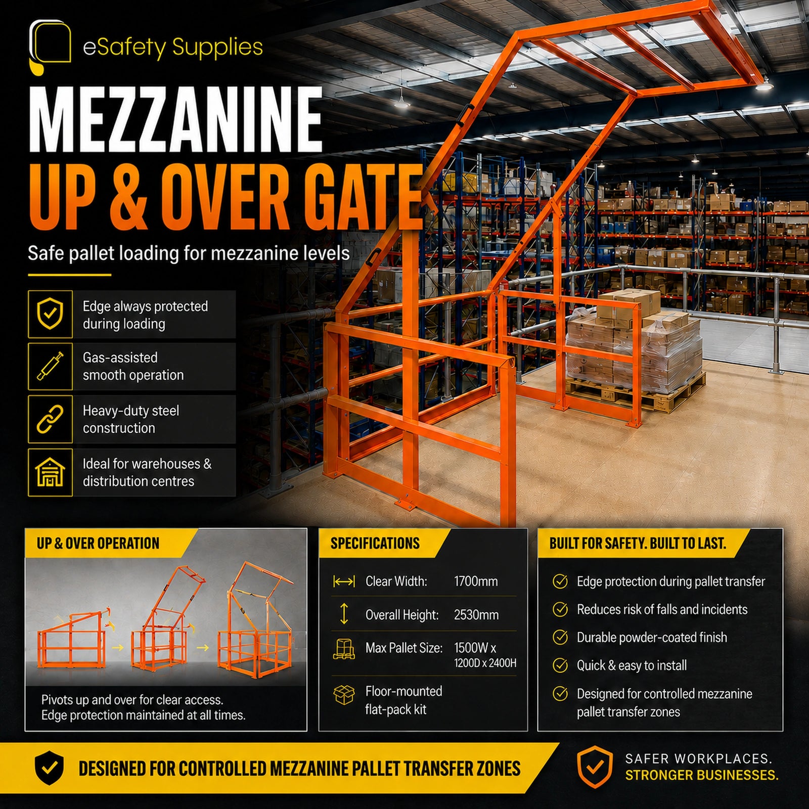 Mezzanine Up & Over Gate - Warehouse Safety Barrier