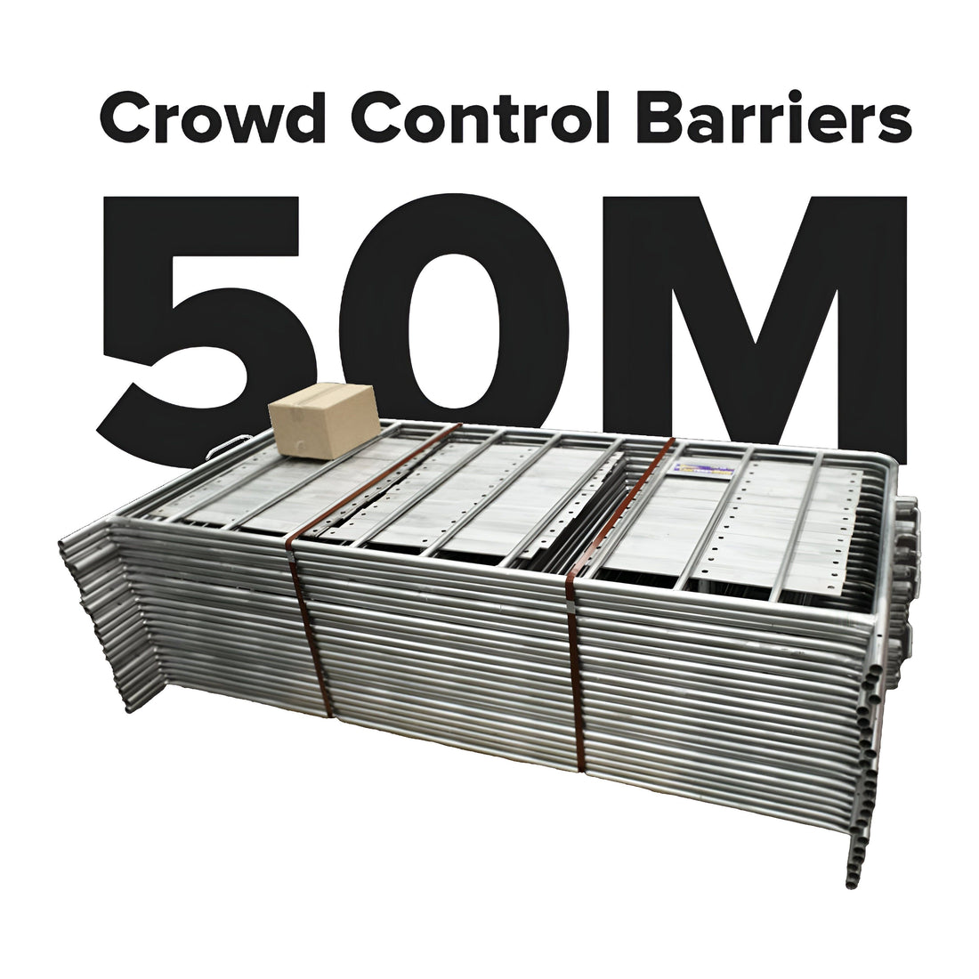 50m Pack of 2.2m Galvanised Crowd Control Barriers 999 kg