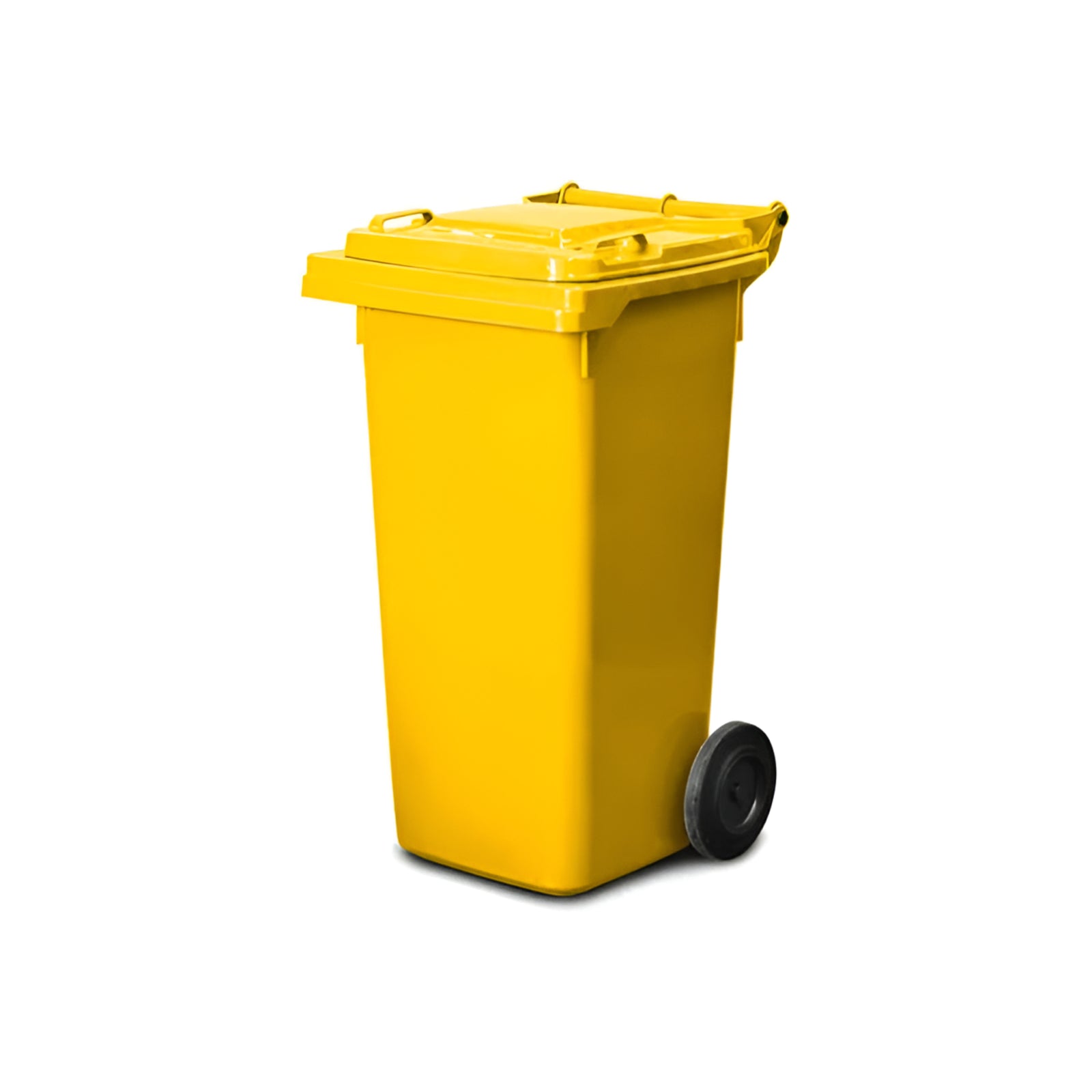 80 Litre mobile waste bin featuring a reinforced axle and large wheels for easy movement on driveways and construction sites.
