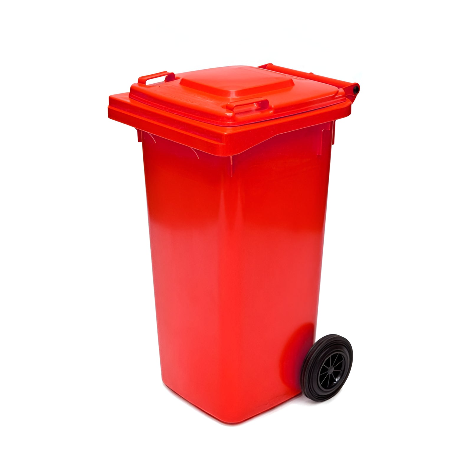 80 Litre mobile waste bin featuring a reinforced axle and large wheels for easy movement on driveways and construction sites.