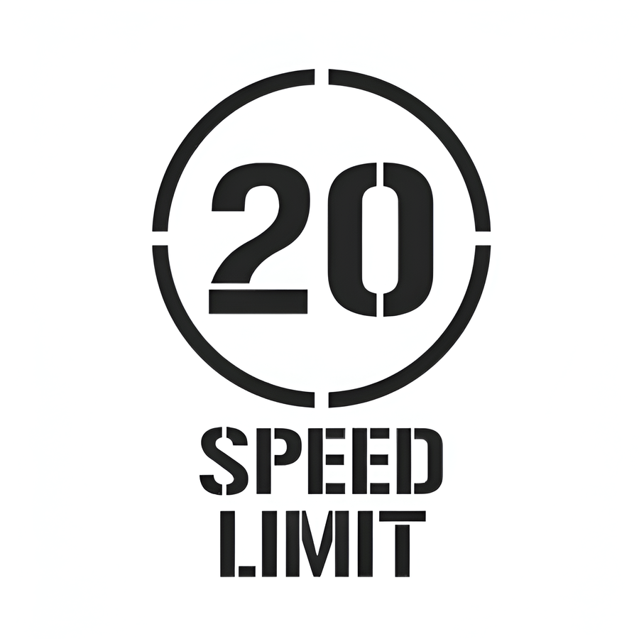 20kph Speed Limit Stencil 1.75 kg 1.5 mm Poly