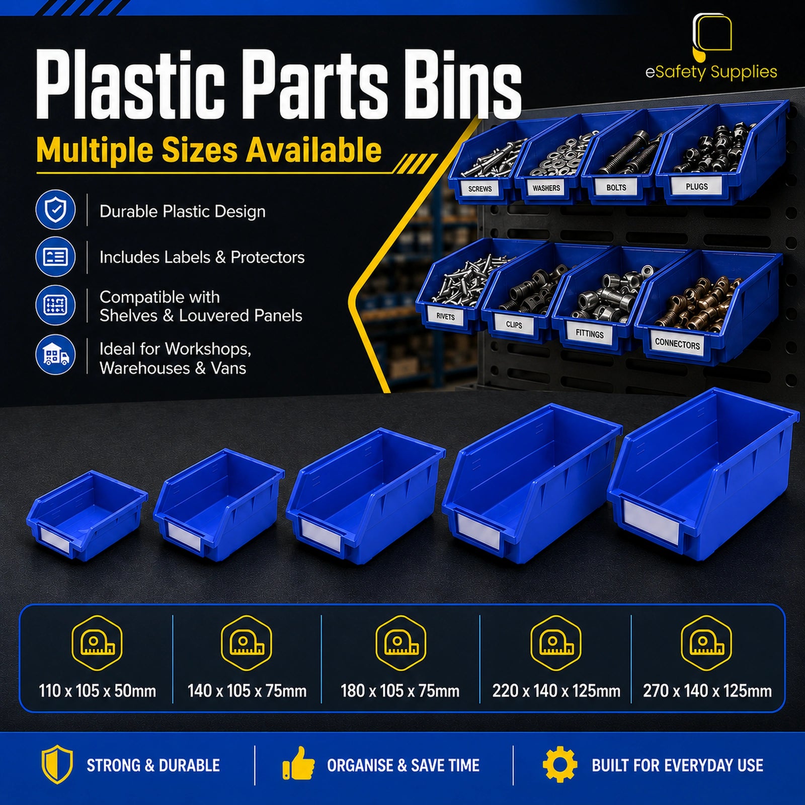 Plastic Parts Bins - Multiple Sizes