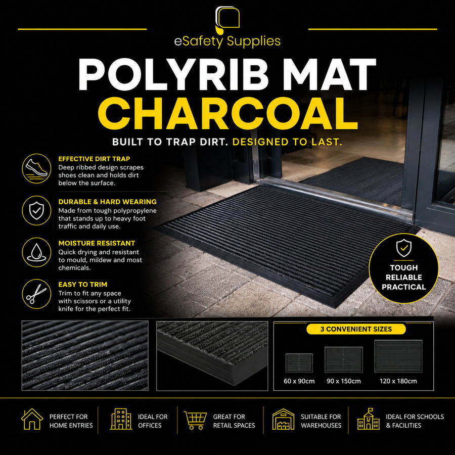 Polyrib Entrance Mat - Charcoal - General Entrance Matting