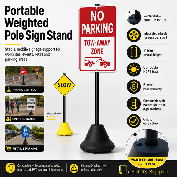 Portable Weighted Pole Sign Stand Post and Base - Sign Frames