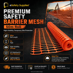 Premium Safety Barrier Mesh - 50m Roll