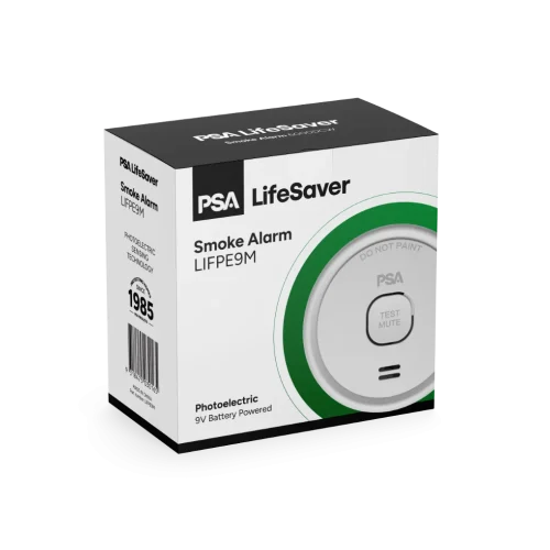 PSA Smoke Alarm 9V Battery Powered Photoelectric (Test & Mute Button)