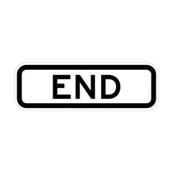 Features the "END" text in a high-visibility format, designed for immediate recognition at the termination point of a regulated zone.
