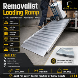 Removalist Loading Ramp 2.15m x 0.85m Foldable - Heavy Duty - 400kg