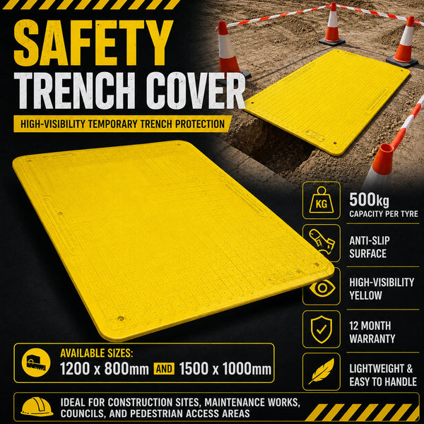 Yellow Safety Trench Cover - 500kg Capacity