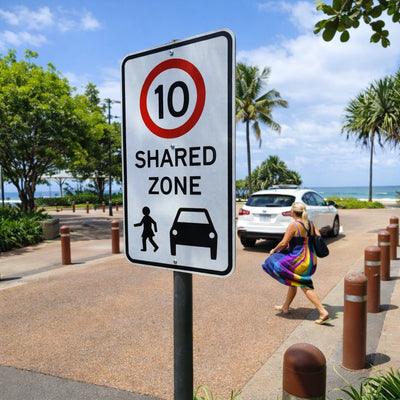 10km Shared Zone Sign - 450x750mm - R4-4 - Speed Limit Signs