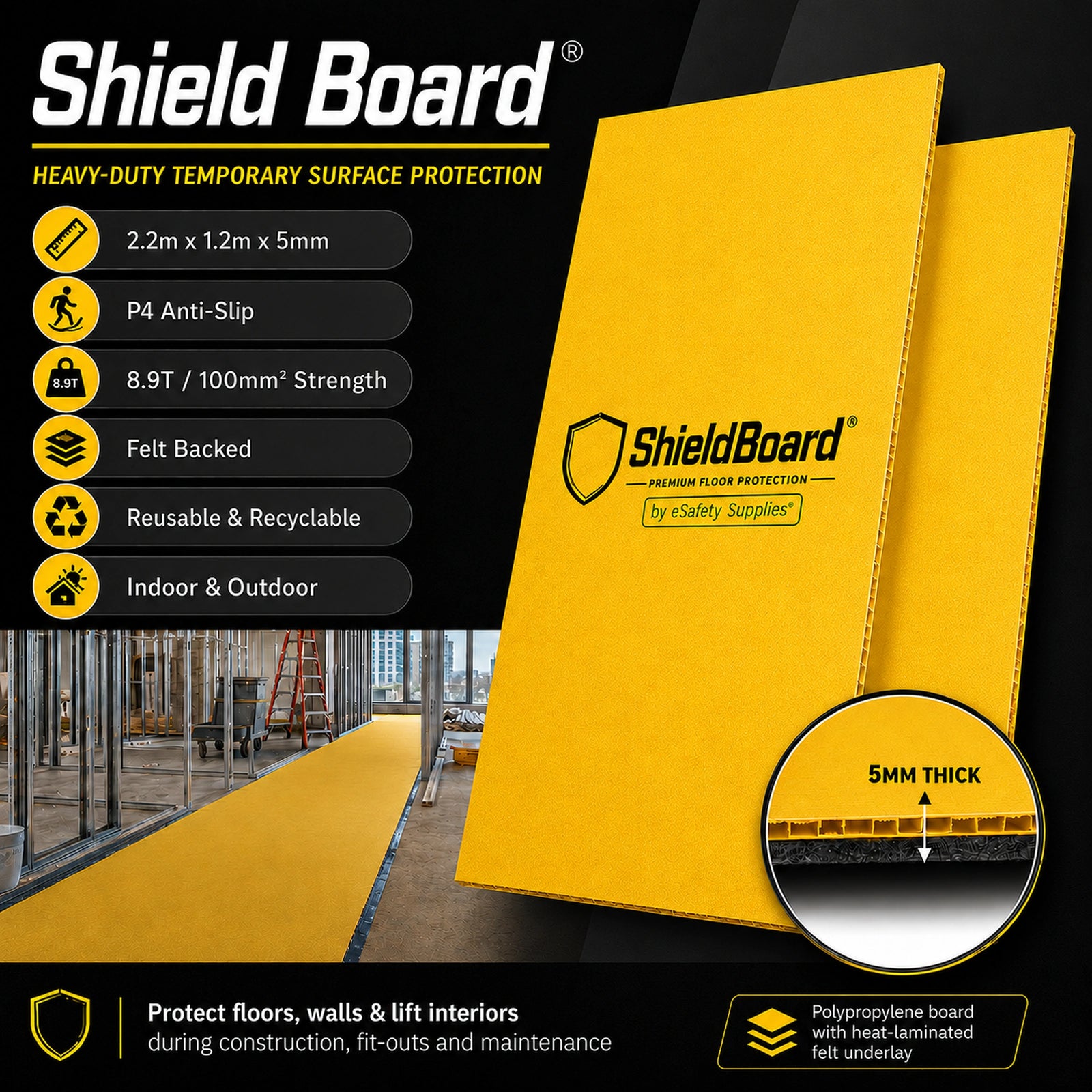 Shield Board - Impact Protection - 2.2m x 1.2m x 5mm