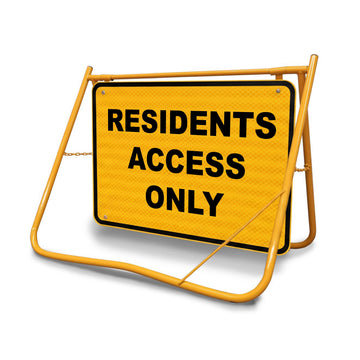 Constructed with Class 1 Reflective material on a galvanised steel face, ensuring the "Residents Access Only" message is clearly visible to drivers in night-time or low-light conditions.