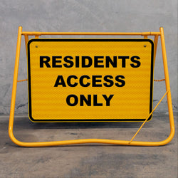 Features a yellow powder-coated frame that is resistant to rust and corrosion, making it ideal for permanent or temporary outdoor placement in all weather conditions.
