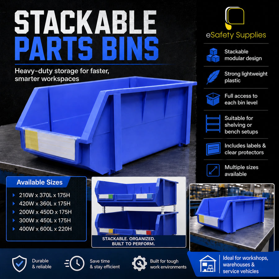 Stackable Part Features Stackable Parts Bins - Multiple Sizes – eSafety Supplies
