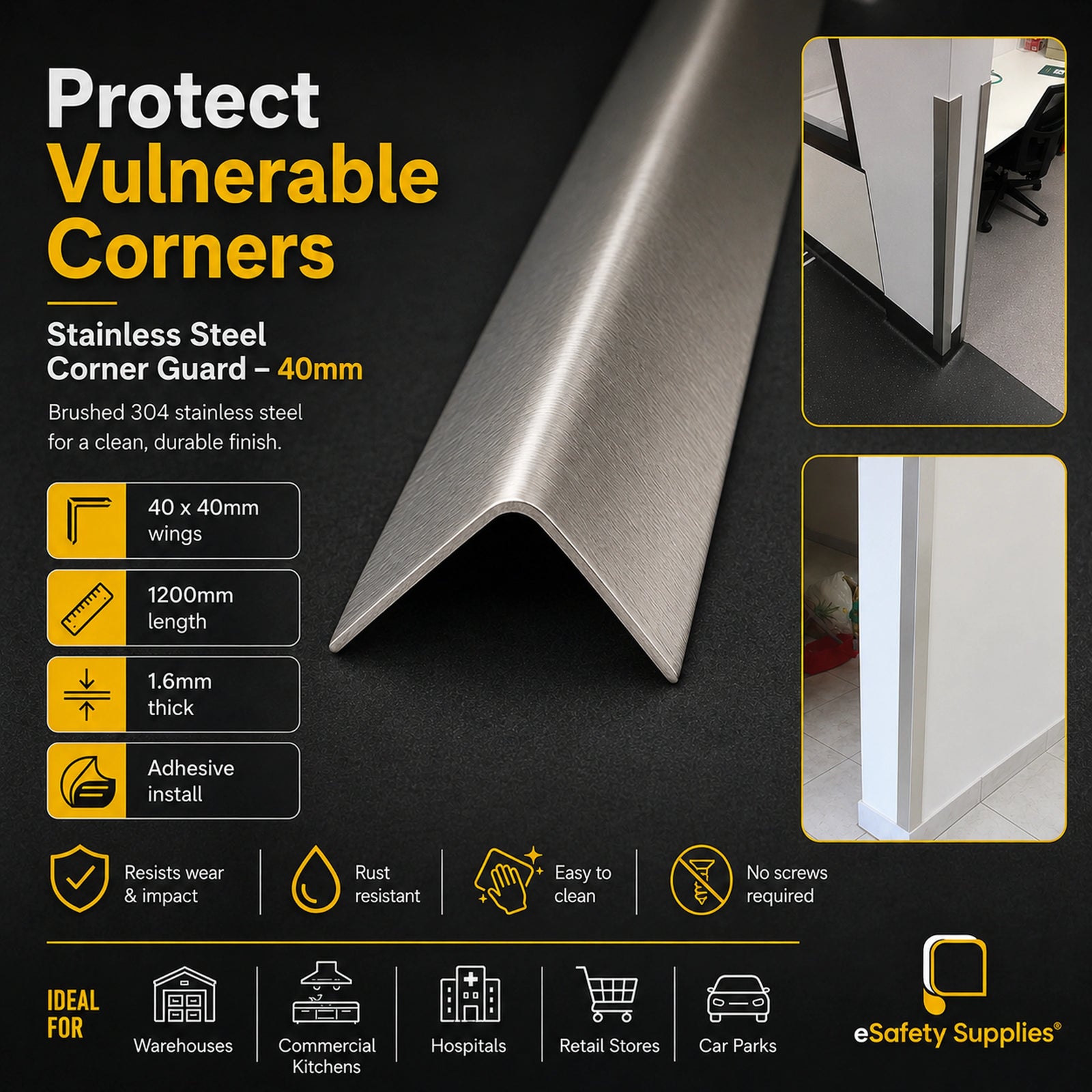 Corner Guard - Stainless Steel - 40mm