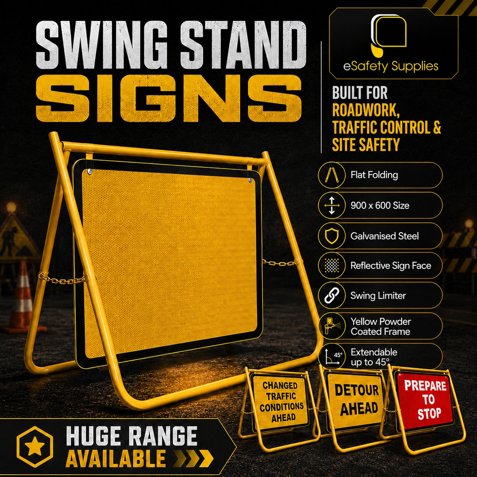 Swing Stand & Sign - Grass Cutting In Progress - 900x600mm