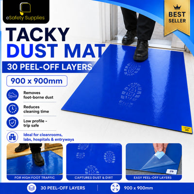 Tacky Dust Mat 30 Layers Each Mat - 900 X 900mm - Floor Protection