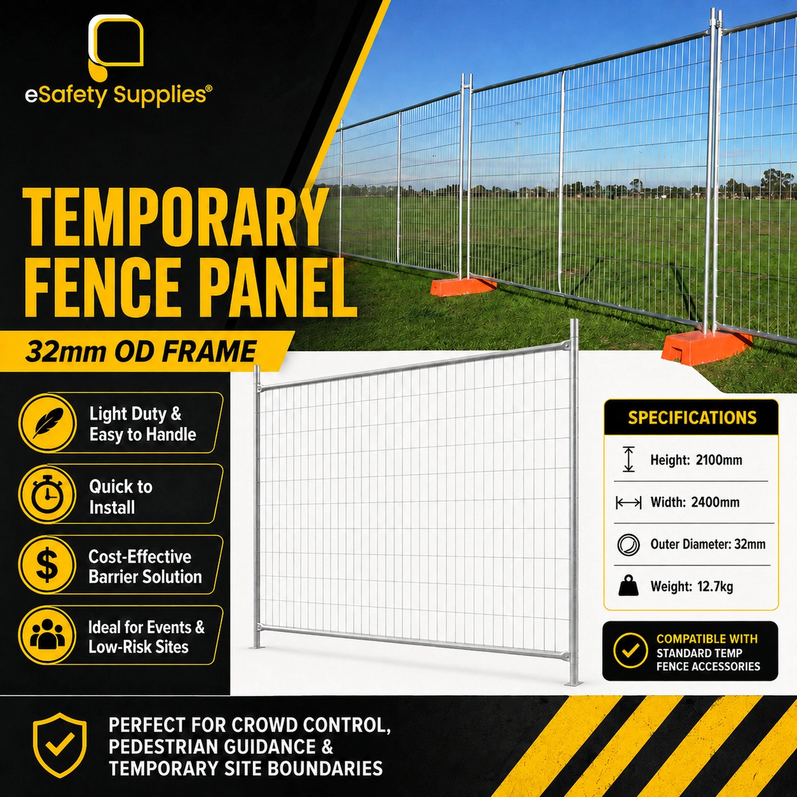 Temporary Fence Panel - 2.1m H x 2.4 W