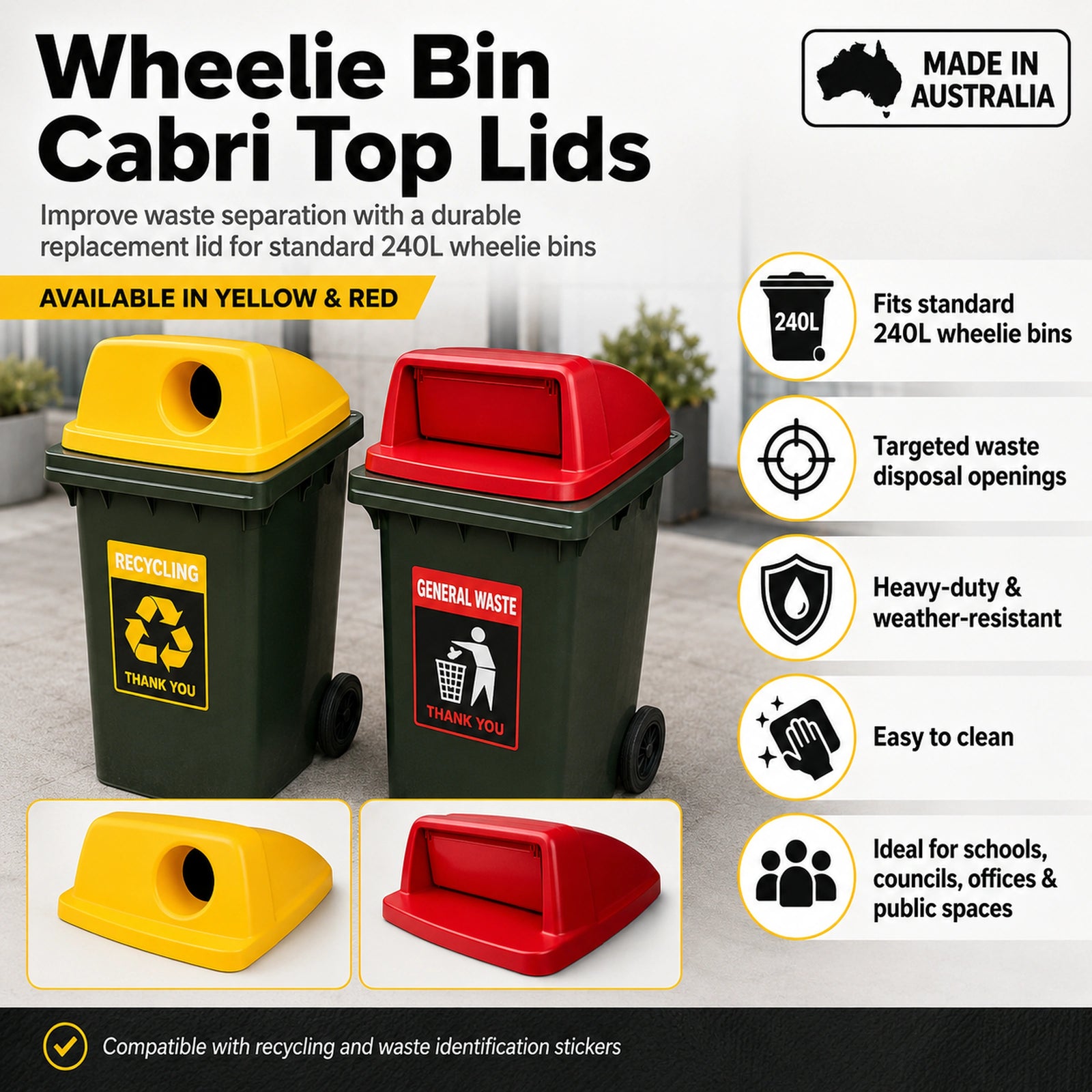 Wheelie Bin - Cabri Top Lids