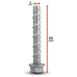 Screw Bolt - Galvanised - 8 x 60mm