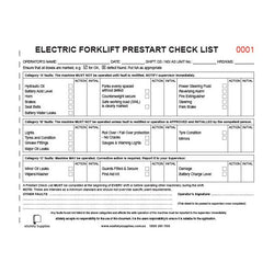 Electric Forklift Prestart Checklist Books