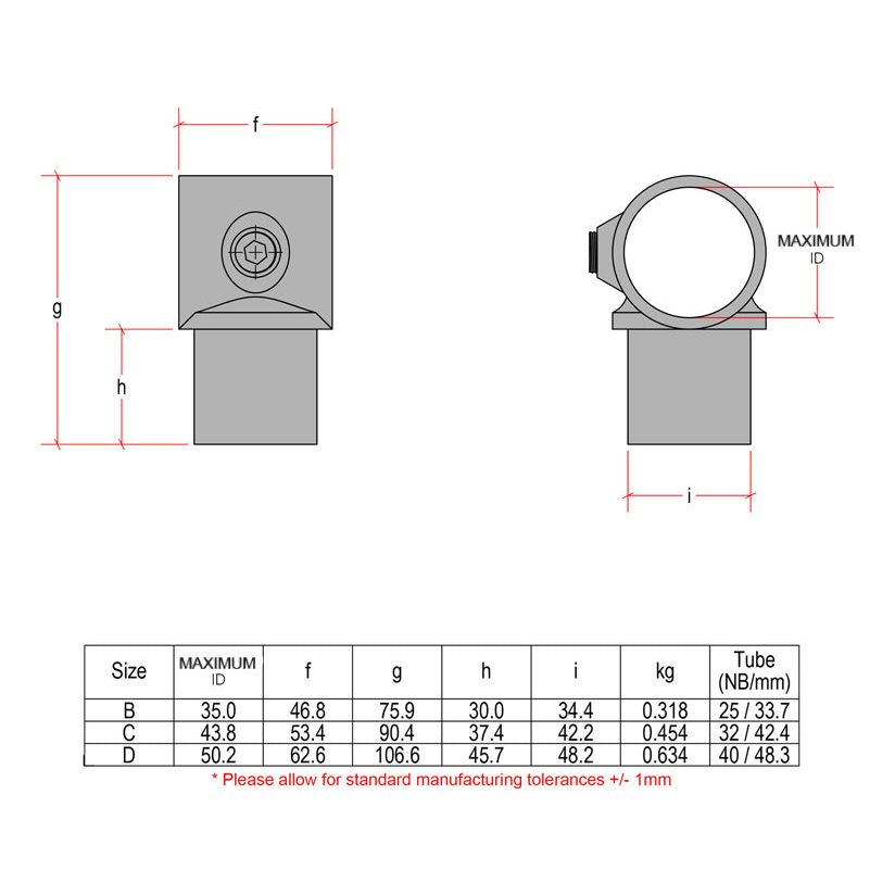 CopeRail 147 - Internal Swivel Tee