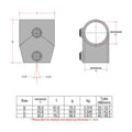 CopeRail 153 - Ramp Slope Short Tee (0-11 degree)