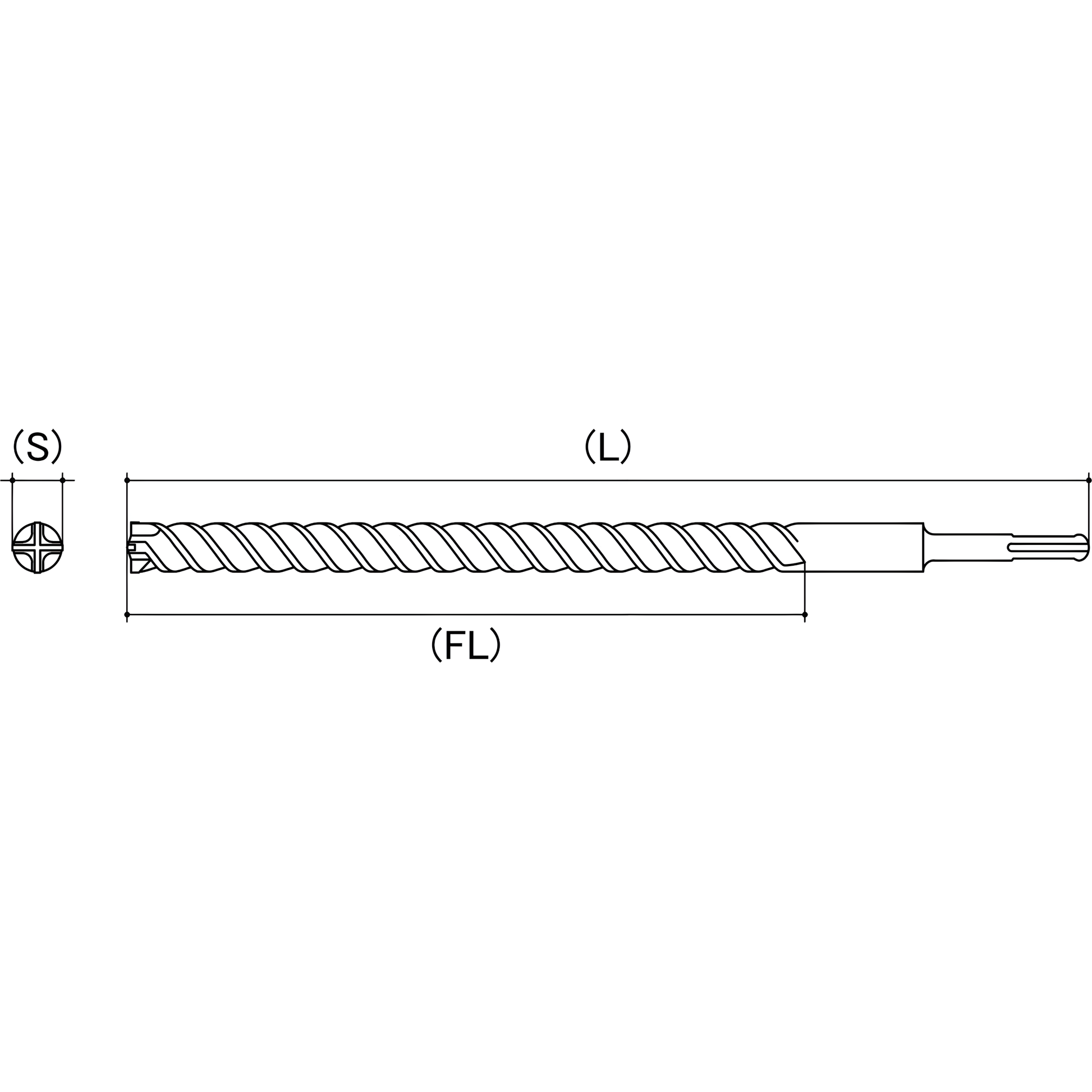 SDS Plus Reo Head 4 Cutter Masonry Drill Bit 0.35 kg