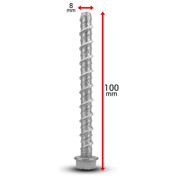 Screw Bolt - Galvanised - 8 x 100mm