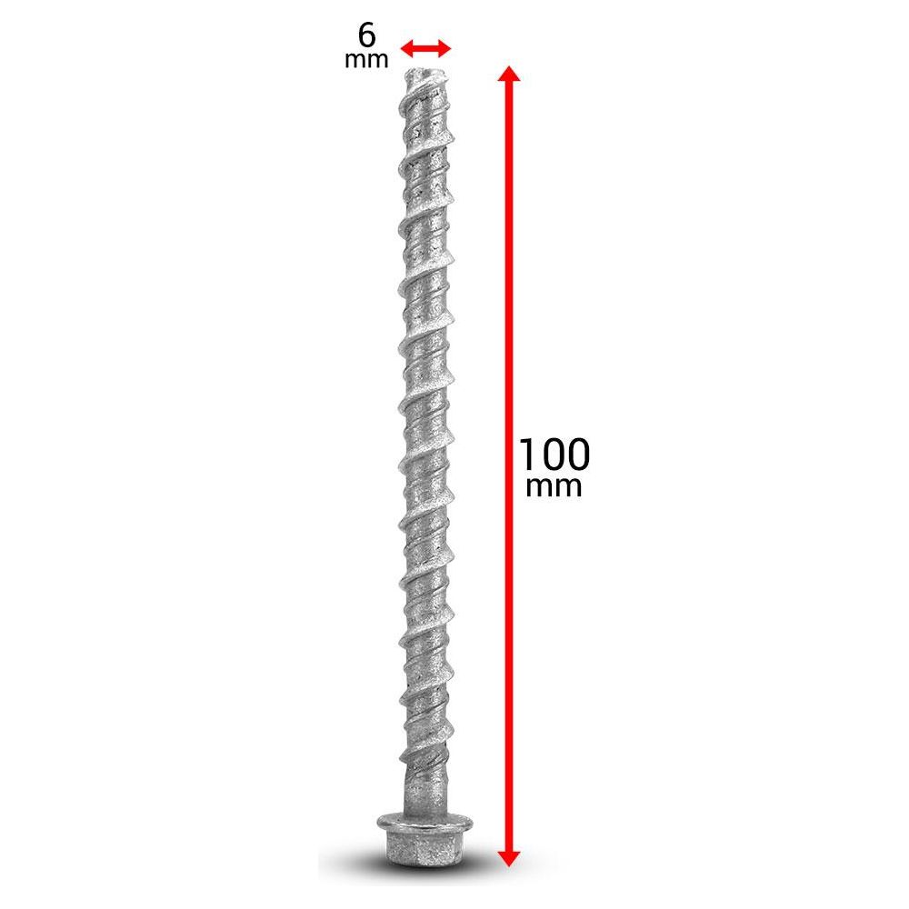 Screw Bolt - Galvanised - 6 x 100mm 0.175 kg