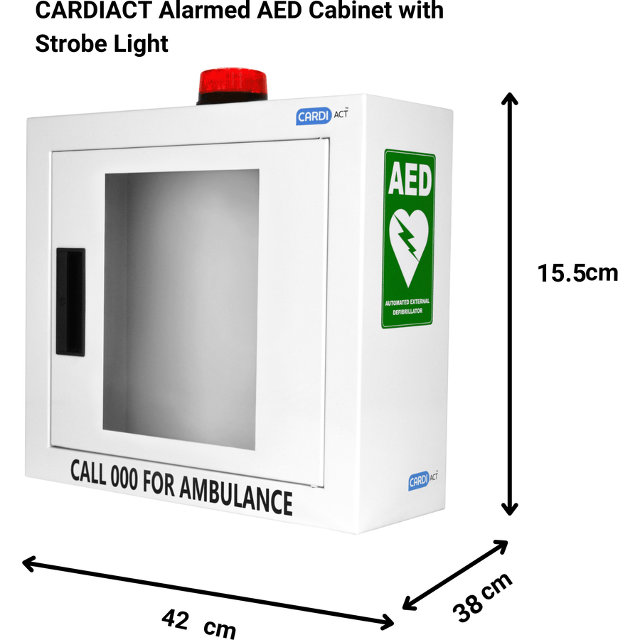 CARDIACT Alarmed AED Cabinet with Strobe Light 42 x 38 x 15.5cm