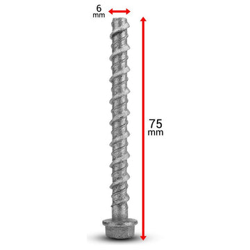 Screw Bolt - Galvanised - 6 x 75mm 0.175 kg